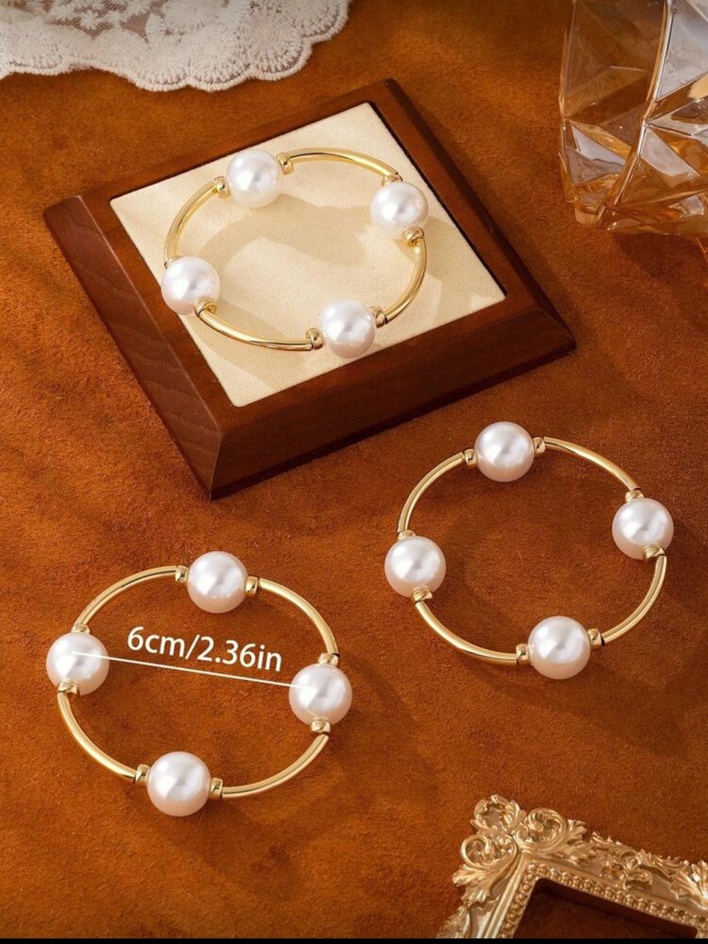 Golden Pearl Cluster Bracelet Set - Picture 4 of 4